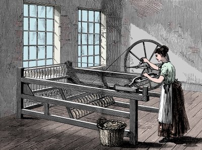 Kvinne som bruker en spinning Jenny, c1880 av Unbekannt