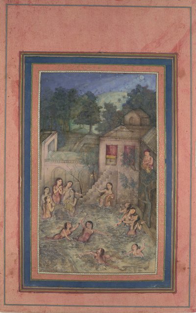 Women Bathing by Moonlight, Folio fra Davis Album, 1700-tallet. av Unbekannt