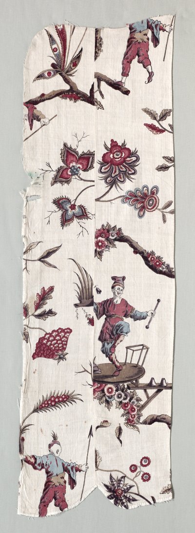 Treblokktrykte tekstilfragmenter, ca. 1785. av Unbekannt