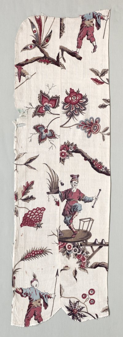 Treblokktrykte tekstilfragmenter, ca. 1785. av Unbekannt