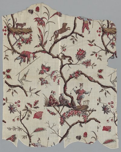 Treblokktrykte tekstilfragmenter, ca. 1785. av Unbekannt