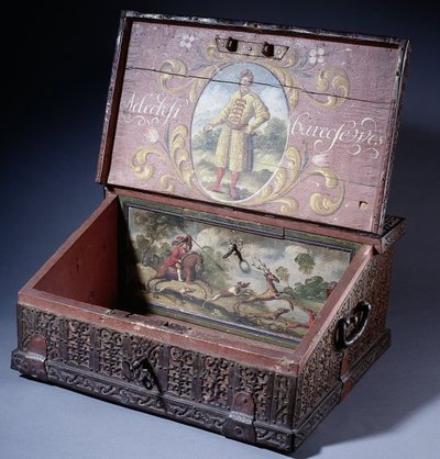 Penger eller skriveboks i tre med portrett av Peter den stores sønn, ca. 1695 av Unbekannt