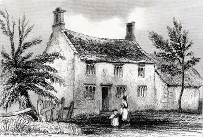 Woolsthorpe Manor, nær Grantham, Lincolnshire, fødestedet til Sir Isaac Newton, 1840 av Unbekannt