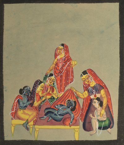 Tilbedelse av spedbarnet Krishna, 1800-tallet. av Unbekannt
