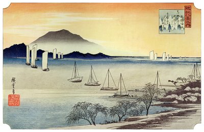 Yabase No Kihan. Fishing Boats Returning to Yabase, c1834 1925 av Unbekannt