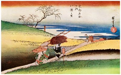 Yase No Sato-bønder går hjem i Yase, c1833-1834 1925 av Unbekannt