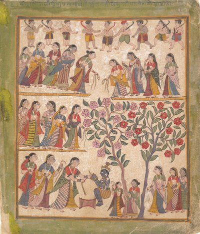 Yashoda Binds Krishnas Hands: Page from a Dispersed Bhagavata Purana Manuscript, 1640-50. av Unbekannt