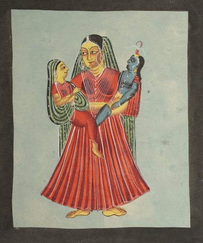 Yasoda Holding Krishna og Radha, 1800-tallet. av Unbekannt