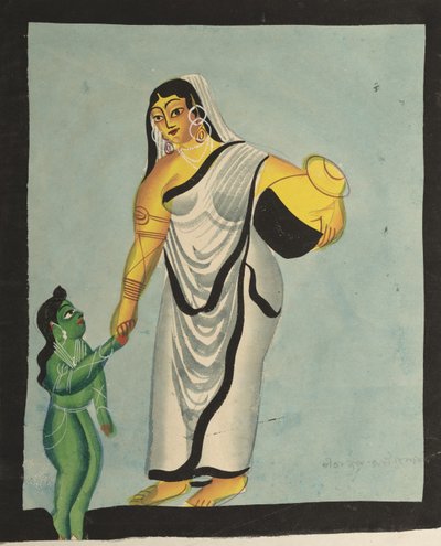 Yasoda tar spedbarnet Krishna på tur, 1800-tallet. av Unbekannt