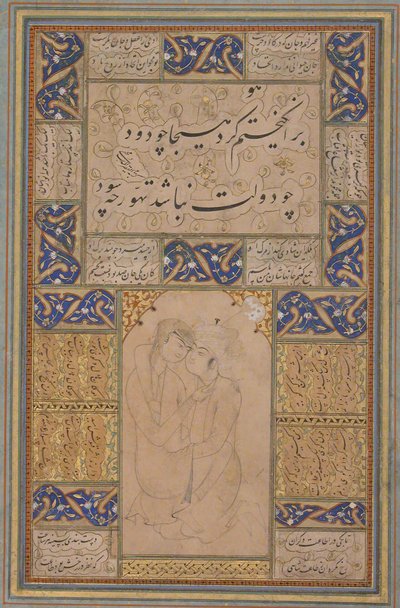 Young Lovers Embracing, 1500-tallet. av Unbekannt