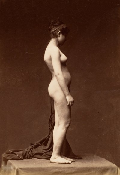 [Ung kvinne, naken, helfigur i profil], 1860-tallet. av Unbekannt