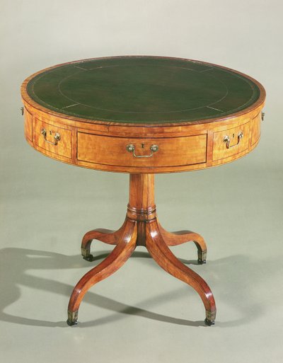 Et lite Sheraton satinwood trommebord. engelsk, ca. 1790 av Unbekannt Unbekannt