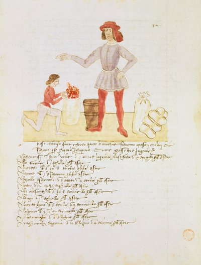 Anskaffelse av råsilke fra Precetti dellArte della Seta (Regler for Silk Guild) av Unbekannt Unbekannt