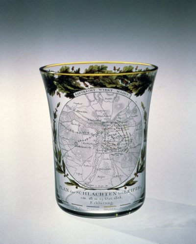 Blåst, beiset og emaljert beger dekorert av Samuel Mohn, 1813-14 av Unbekannt Unbekannt