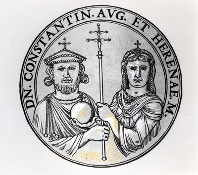 Konstantin VI (770-c.797 e.Kr.) og hans mor Irene (gravering) (bw-bilde) av Unbekannt Unbekannt