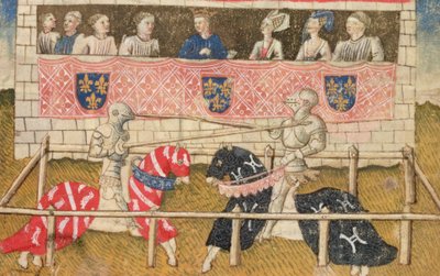 John Chalon fra England og Lois de Beul fra Frankrike på dyst, fra Royal Armory Manuscript, 1448 av Unbekannt Unbekannt