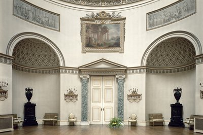 Kedleston Hall, The Saloon, Derbyshire, Storbritannia, designet av Robert Adam (1728-92) ferdigstilt i 1763 av Unbekannt Unbekannt