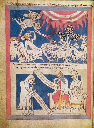 Latin 7253 15 675, f.4v: Job som prøves av Gud av Unbekannt Unbekannt