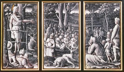 Limoges triptyk av døperen Johannes som forkynner i villmarken, 1500-tallet av Unbekannt Unbekannt