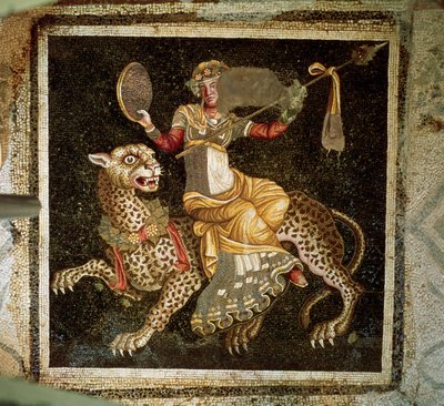 Mosaikk av Dionysos som rir på en leopard ca. 180 e.Kr av Unbekannt Unbekannt