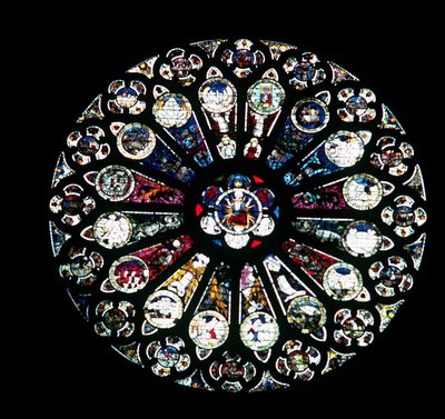 North Rose Window, murverk fra 1200-tallet, glass fra midten av 1400-tallet av Unbekannt Unbekannt