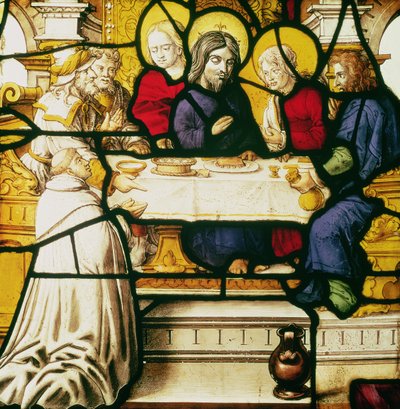Panel som viser St. Andreas ved nattverden i Emmaus av Unbekannt Unbekannt