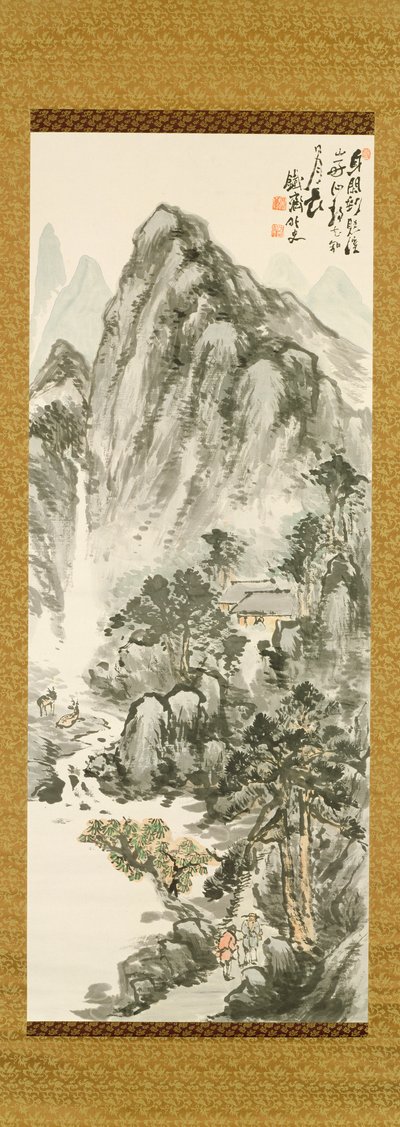 Retreat in the mountains av Tessai Tomioka (1836-1924), (farget treblokktrykk) av Unbekannt Unbekannt