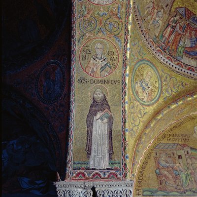 St. Dominic og St. Nicholas, mosaikk i atriumet til San Marco-basilikaen (se også 60046-7) av Unbekannt Unbekannt