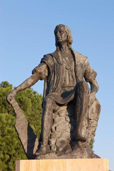 Statue av Christopher Columbus ved La Rabida-klosteret, Huelva-provinsen, Andalusia, Sør-Spania. av Unbekannt Unbekannt