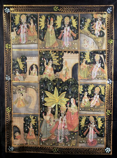 Historien om Krishna og hans ti inkarnasjoner (malt bomull) av Unbekannt Unbekannt