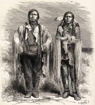 To Ute-indianere, illustrasjon fra 'The World in the Hands', gravert av Charles Laplante (d.1903), utgitt 1878 av Unbekannt Unbekannt
