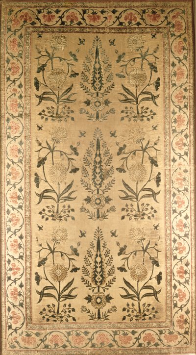 Fløyelsgulvspredning, Moghul, Shah Jahan-perioden, 1628-58 av Unbekannt Unbekannt