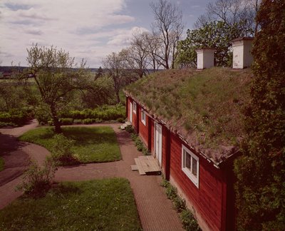 Utsikt over huset og hagen til Carl Linnaeus, Hammarby, Uppsala, Sverige foto av Unbekannt Unbekannt