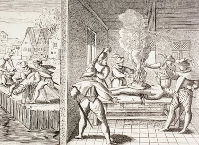 1500-tallspropaganda som illustrerer vold fra Gueux mot katolikkene, fra 