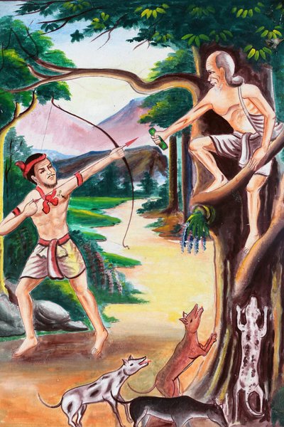 20151102, Vang Vieng, Laos: Jataka-fortellingene er fortellinger om Buddhas tidligere liv (det vil si før han ble født for siste gang for å bli Buddha) av Unbekannt