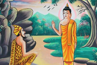 20151103, Kasi, Laos: Maleri som skildrer livshistorien til Shakyamuni Buddha av Unbekannt