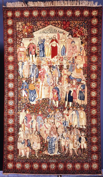 Et Kirman Maha"ir-teppe, som viser kjente mennesker fra den antikke og europeiske verden, fra Moses til Napoleon, av Unbekannt