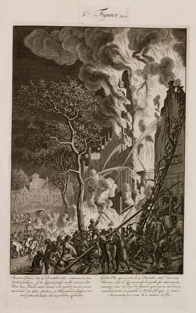 En brann i et sukkerraffineri, Amsterdam, Holland, 29. desember 1669 av Unbekannt