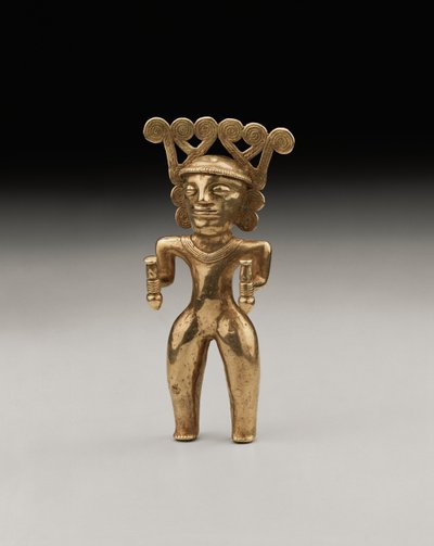 En sjelden gullfigur i internasjonal stil av en sjaman, sannsynligvis fra Panama eller Costa Rica, ca. 500-1000 av Unbekannt