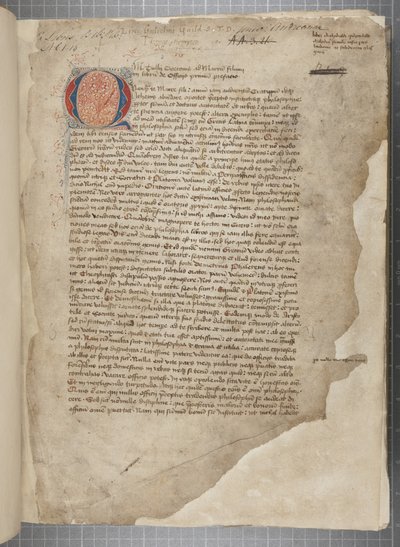 En transkripsjon, i tre hender, av de filosofiske verkene til Marcus Tullius Cicero tilsynelatende hentet fra editio romana fra 1471, med marginalia i hånden til Archibald Whitelaw og andre, ca. 1480 (blekk på pergament) av Unbekannt