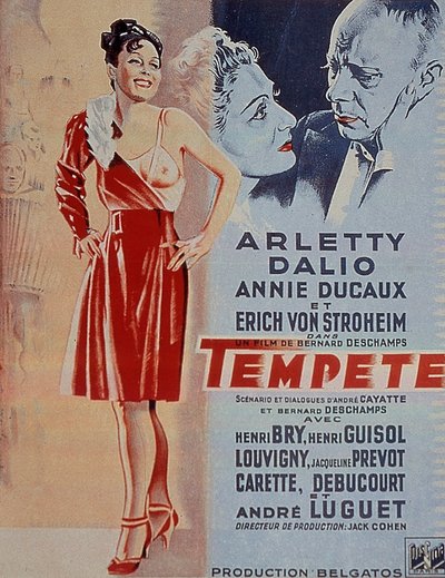 Plakat av filmen Tempete av Bernard Deschamps med Arletty 1940 av Unbekannt
