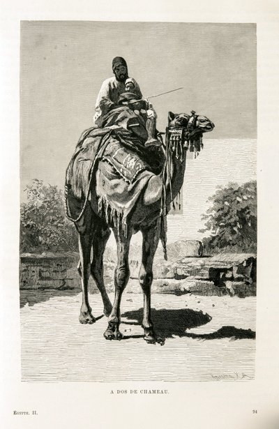 En egypter og hans barn på en kamel - Illustrasjon fra Atlas of Egypt av Unknown