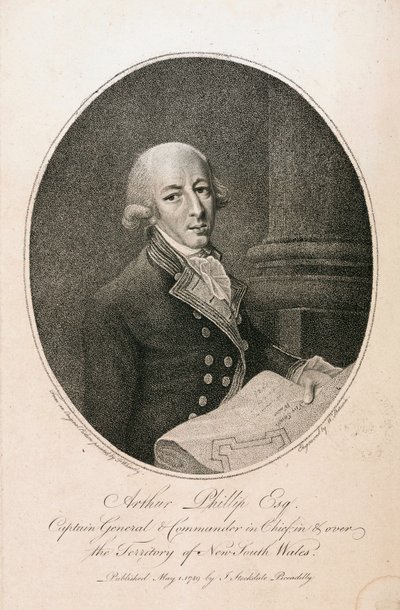Arthur Phillip , britisk marinekommandant, ca 1789 av Unbekannt