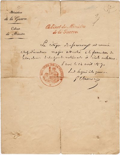 Autografbrev fra delegaten til krigen Gustave Paul Cluseret under Paris-kommunen. Dim. 10,7x6,8 cm 1871 av Unbekannt