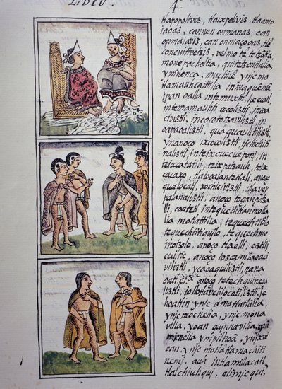 Aztec Society, Book IV of Florentine Codex, Tospråklig versjon på spansk og Nahuatl, General History of Things of New Spain, Aztec sivilisasjon av William M. Timlin