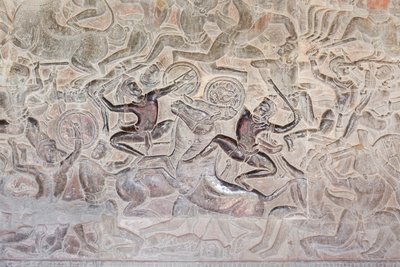Basrelieffer på det østlige galleriet i Angkor wat, Kambodsja av Unbekannter Künstler