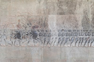 Basrelieffer på det sørlige galleriet i Angkor wat, Kambodsja av Unbekannter Künstler