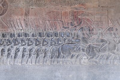Basrelieffer på det sørlige galleriet i Angkor wat, Kambodsja av Unbekannter Künstler