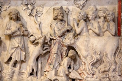 Basilica of St, Denis, Lavrelieff, Skildring av en folkemengde som ber da kongen gikk forbi, Saint-Denis, Frankrike av Unbekannt