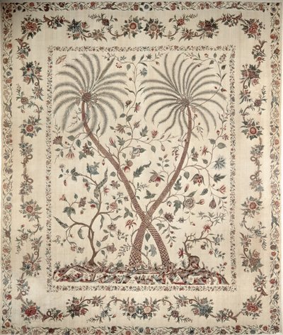 Sengeteppe med palmetremotiver fra den sørlige Coromandelkysten, ca. 1770 (bomull) av Unbekannt